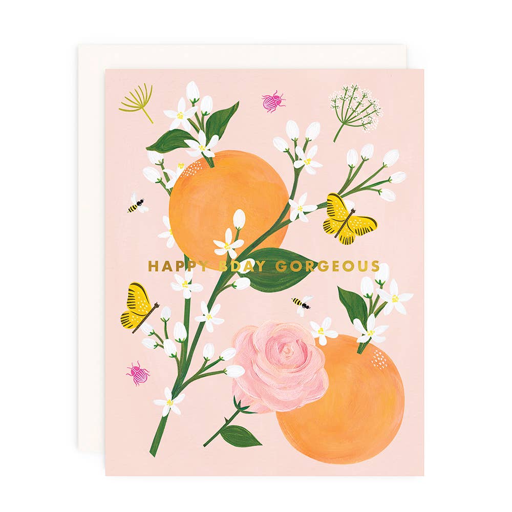 Birthday Blossoms Greeting Card (gold foil)