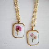 Valentine Ornate Frame Necklace: 18" / Light Pink