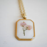 Valentine Ornate Frame Necklace: 18" / Light Pink