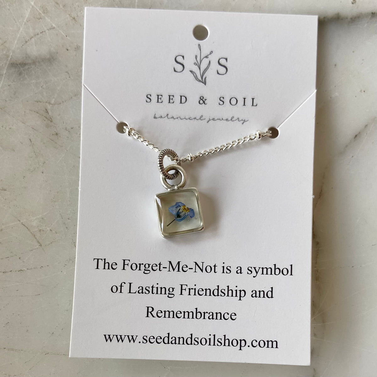 Seed and Soil Forget me Not Necklace