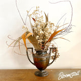 Wild, dried flower and foliage arrangement in Antique Metal Urn - Small