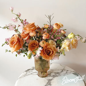 Enamored Pedestal Floral Arrangement by Bloomstall Flowers.